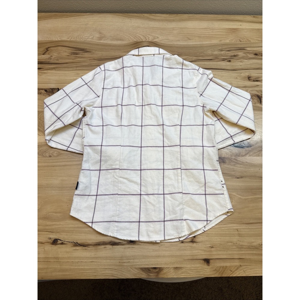 Patagonia Fjord Flannel Shirt Womens Small White Purple Organic Cotton Plaid - Picture 5 of 7